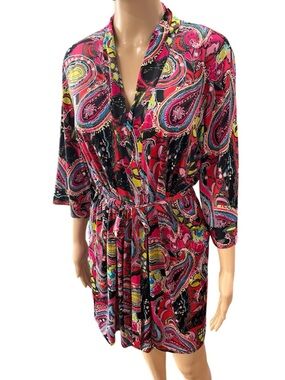 Natori Josie bathrobe Phoenix paisley with birds-S